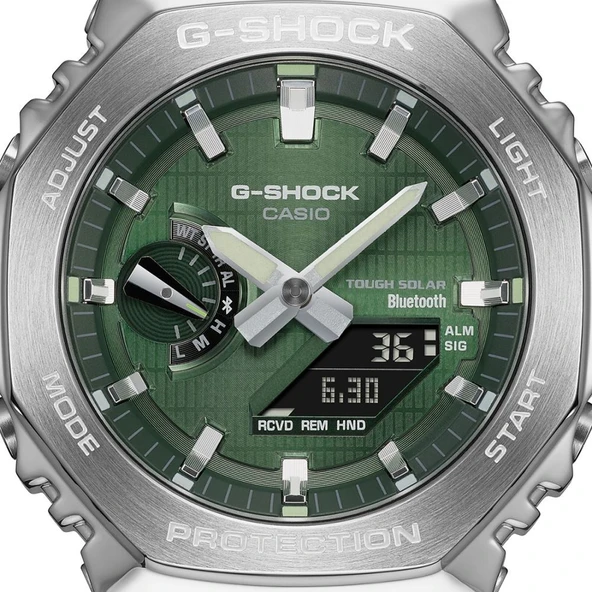 CASIO G-SHOCK GBM-2100A-1A3DR SİYAH SİLİKON YEŞİL KADRAN ANALOG/DİJİTAL PİLSİZ SOLAR ERKEK KOL SAATİ - Resim 5