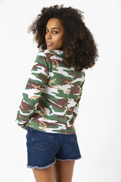 Kamuflaj Ekstra Uzunkol Sweatshirt - 2