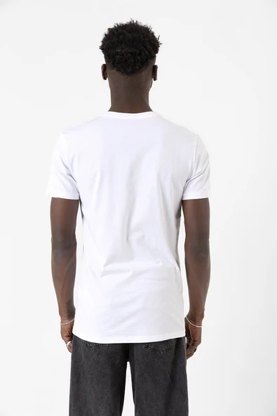 Beyaz Erkek V Yaka Basic Tshirt - 3