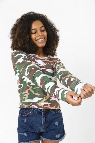 Kamuflaj Ekstra Uzunkol Sweatshirt - 3
