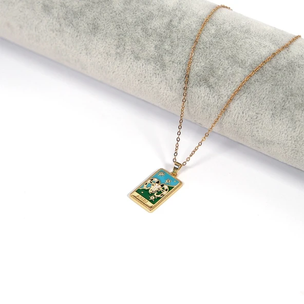 Çelik Kolye – Koç Burcu Renkli Tarot Model K-141 - 3