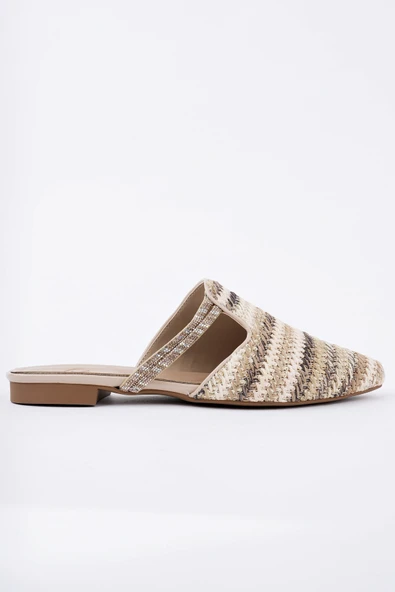 Muggo JAYLİN Önü Kapalı Kadın Taşlı Günlük Hasır Terlik - 10