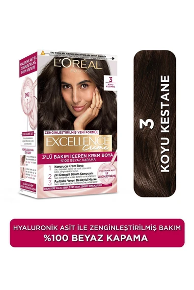 L'Oreal Paris Excellence Creme Saç Boyası Koyu Kestane 3