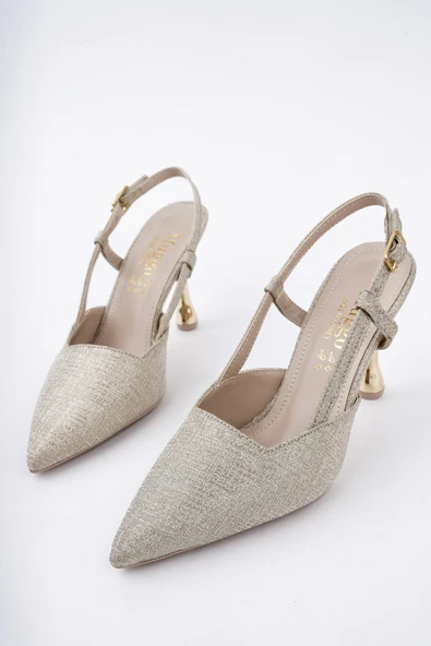 Muggo JESİ Sivri Burun Arkası Açık Günlük Klasik Kadın Topuklu Ayakkabı - 3