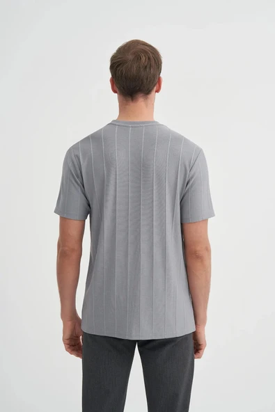 Cazador Regular Fit Bisiklet Yaka İnce Çizgili tişört - Resim 3