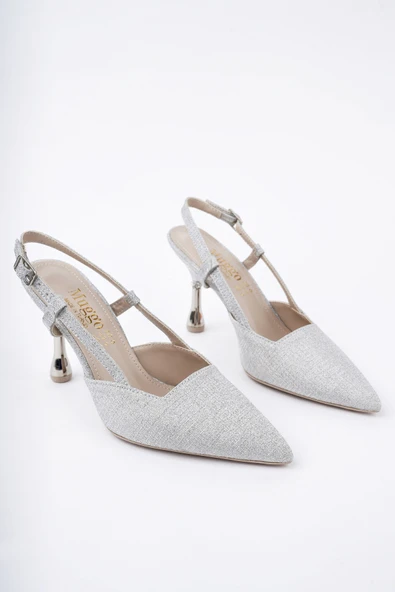 Muggo JESİ Sivri Burun Arkası Açık Günlük Klasik Kadın Topuklu Ayakkabı - 11