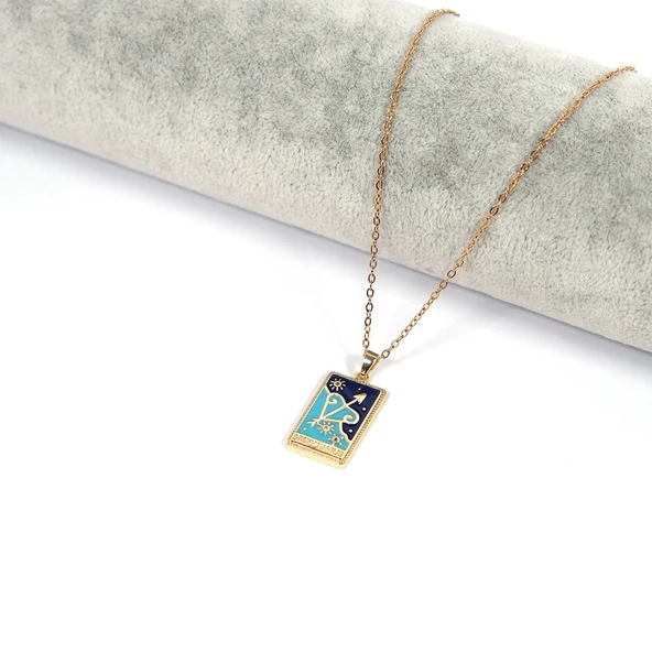 Çelik Kolye – Yay Burcu Renkli Tarot Model K-142 - 3