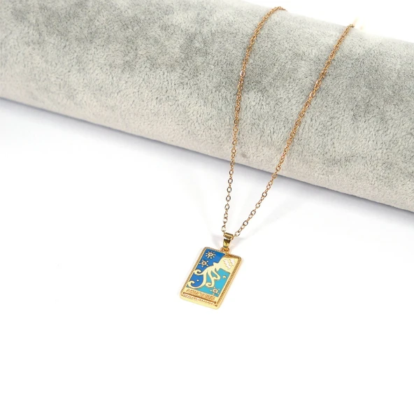 Çelik Kolye Oğlak Burcu Renkli Tarot Model - K-140 - 3