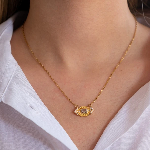 Çelik Kolye Işıltılı Göz Model - K-130 - 2