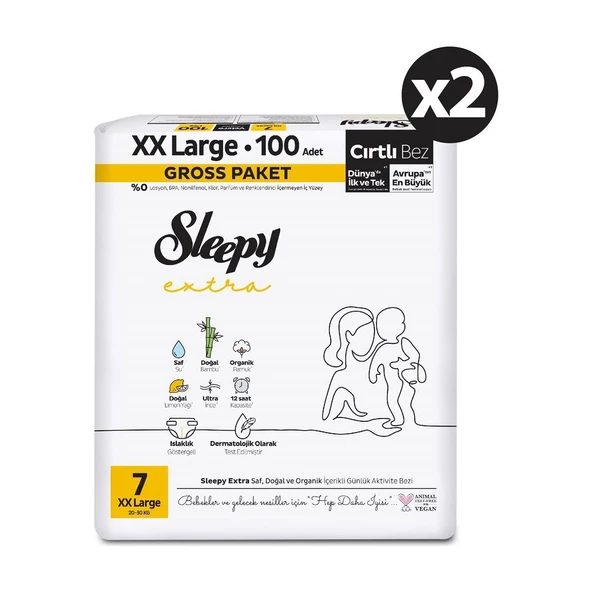 Sleepy Extra Günlük Aktivite Gross Paket Bebek Bezi 7 Numara Xxlarge 200 Adet - Resim 2
