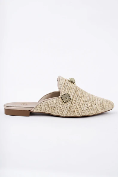 Muggo KENDAL Önü Kapalı Kadın Günlük Hasır Terlik - 3