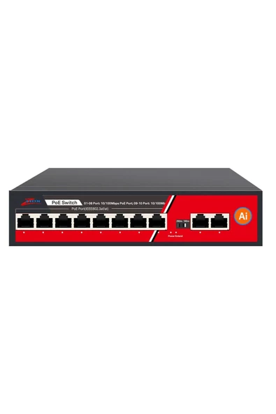 ZTECH ZR-1008G 8 PORT POE 2 UPLİNK SWİTCH (125W) 10/100MBPS YAPAY ZEKA 125W