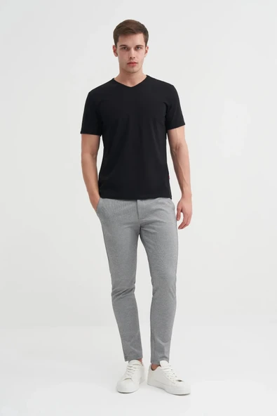 Cazador Slim Fit V Yaka Düz Örme Likarlı Tişört - 2