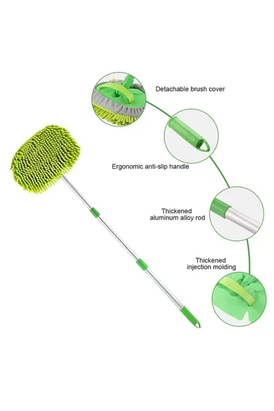 Mikrofiber Çok Fonksiyonlu Teleskopik Sopalı Oto Araba Yıkama Temizleme Fırçası Mopu ürün görseli