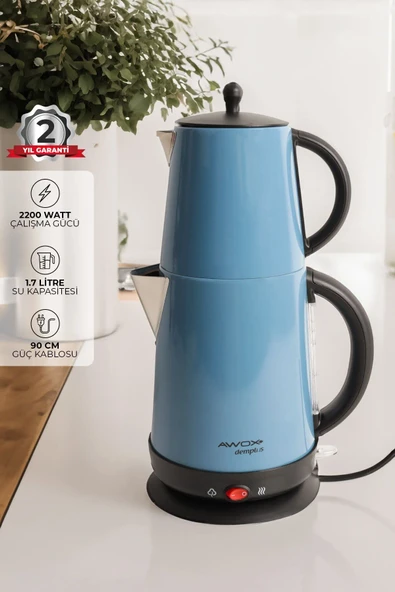 AWOX Mavi Demplus Elektrikli Mavi Renkli Çelik Çay Makinesi