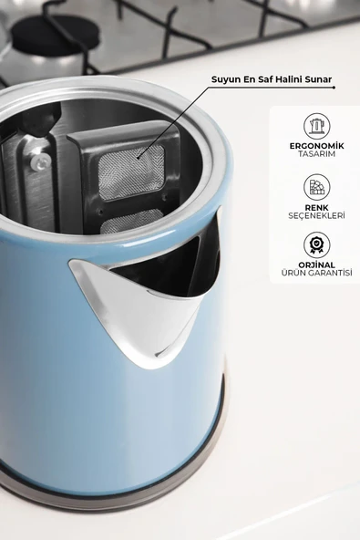 AWOX Mavi Demplus Elektrikli Mavi Renkli Çelik Çay Makinesi - 3