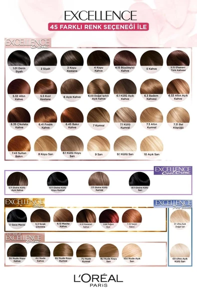 L'Oreal Paris Excellence Creme Nude Renkler Saç Boyası - 7U Nude Kumral - 8