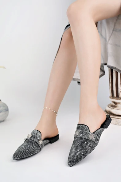 Muggo KENDAL Önü Kapalı Kadın Günlük Hasır Terlik - 12