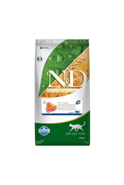 Düşük Tahıllı Somonlu Kısırlaştırılmış Kedi Maması 10 kg