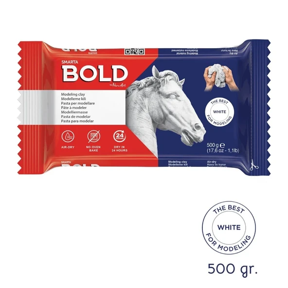 Smarta Bold Modeling Clay 500gr Hava İle Kuruyan Seramik Kili Beyaz / - Resim 2