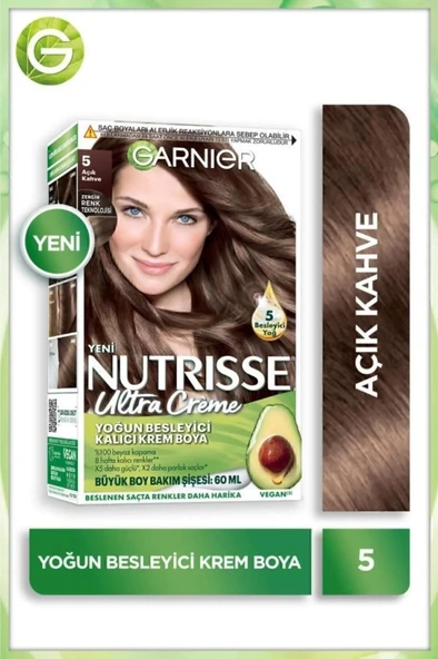 Garnier Nutrisse Yoğun Besleyici Kalıcı Krem Saç Boyası 5 Açık Kahve ürün görseli