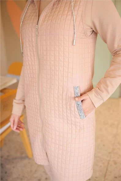 Fermuarlı Kapşonlu Cepli Kapitone Üçlü Takım - 71226.043 - Nescafe - Resim 7