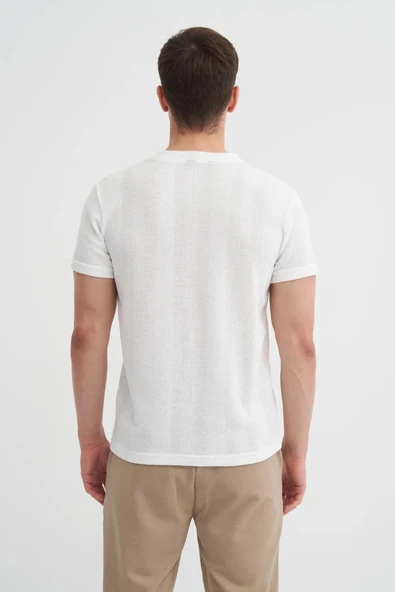 Cazador Slim Fit Bisiklet Yaka Örme Düz Tişört - Resim 2