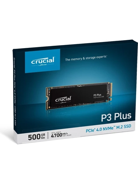 Crucial 500GB P3 Plus Serisi NVMe M.2 SSD (Okuma 4700MB/Yazma 1900MB)