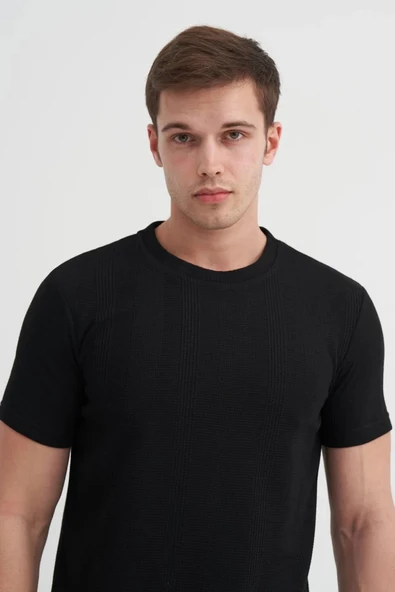 Cazador Slim Fit Bisiklet Yaka Örme Düz Tişört ürün görseli 1