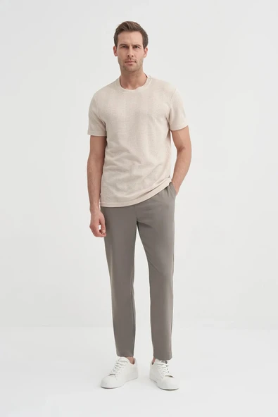 Cazador Slim Fit Bisiklet Yaka Örme Düz Tişört