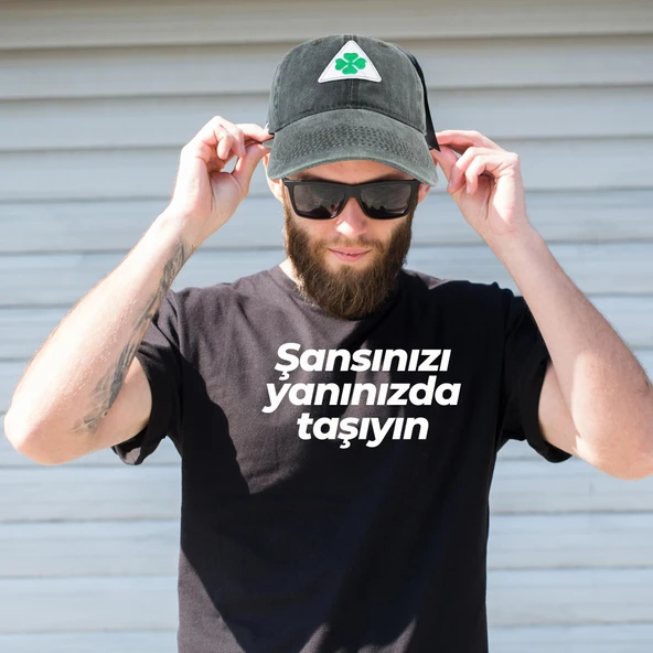 Perlotus Vintage Yıkamalı Pamuk Şapka Dört Yapraklı Yonca Nakışlı Yeşil - 3