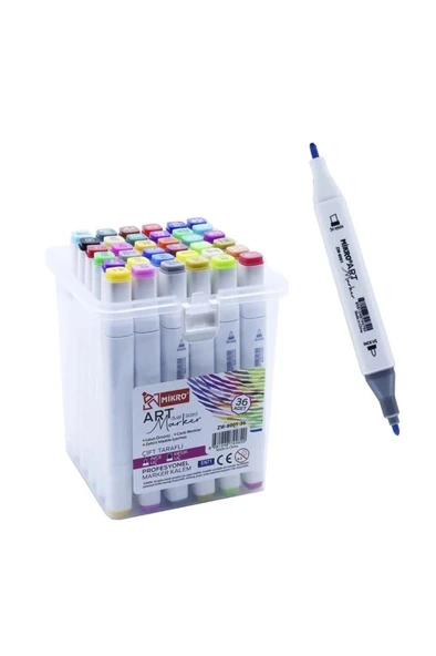 Mikro Çift Uçlu Fosforlu Kalem Art Marker 36 Renk