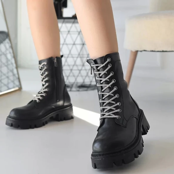 Jinox Siyah Cilt Bağcıklı Bot - Resim 3