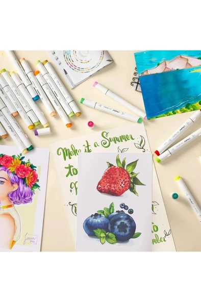 Mikro Çift Uçlu Fosforlu Kalem Art Marker 36 Renk - 2