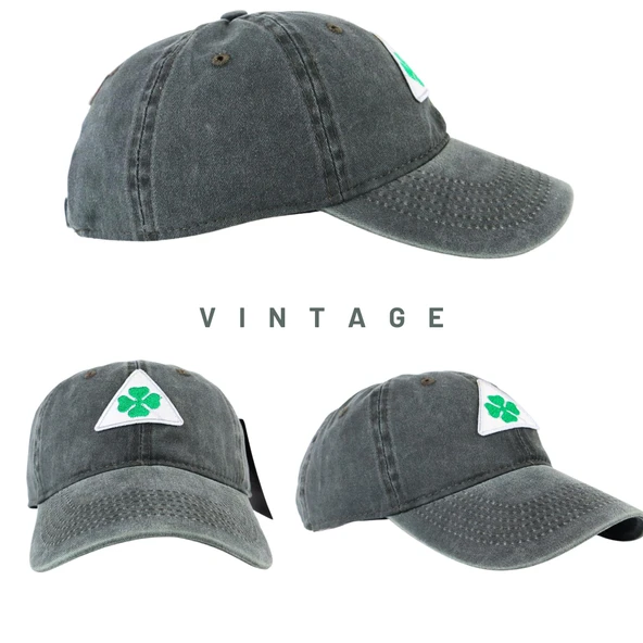 Perlotus Vintage Yıkamalı Pamuk Şapka Dört Yapraklı Yonca Nakışlı Yeşil - 6