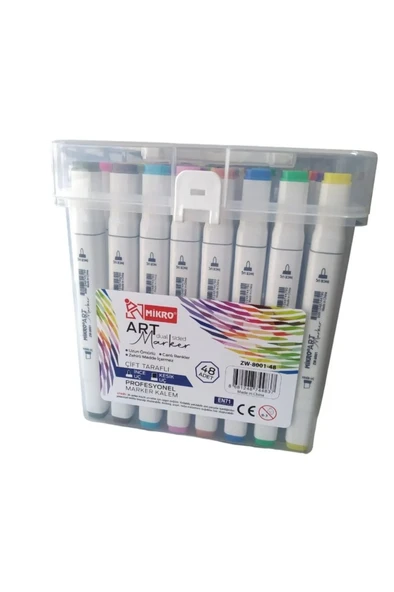 Mikro Çift Uçlu Fosforlu Kalem Art Marker 48 Renk
