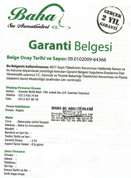 Baha Aç Kapa Mix Banyo Duş Çeşmesi Batarya Musluk Filke BM 001 TSE - 6