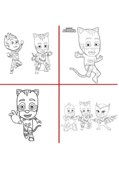 4'lü set PawPatrol Unicorn Pijamaskeliler Lilo boyama kitabı seti(boyama, sticker, arka kapak maske) - 6