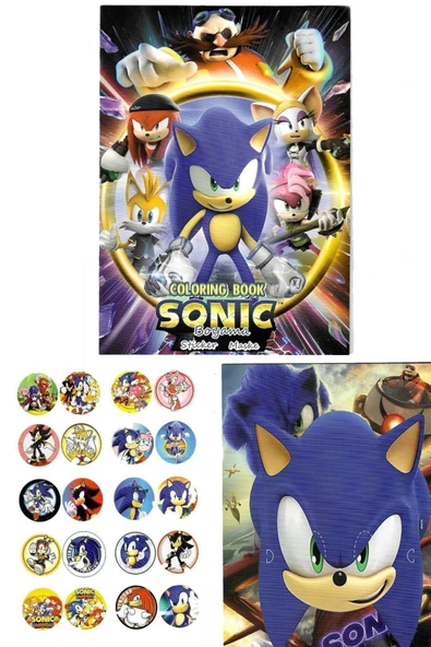 4'lü set Paw Patrol Pokemon Sonic Arabalar boyama kitabı seti(boyama, sticker, arka kapak maske) - 4