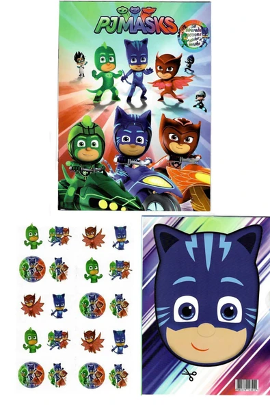 4'lü Paw Patrol Pokemon Sonic pijamaskeliler boyama kitabı seti(boyama, sticker, arka kapak maske) - 4