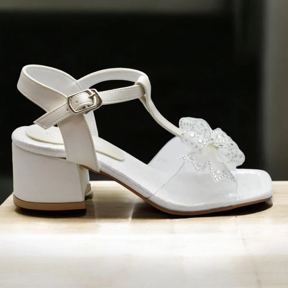 353 Abiye Kız Çocuk Topuklu Ayakkabı Taşlı Açık Kız Çocuk Nişan Abiye Ayakkabısı - 7