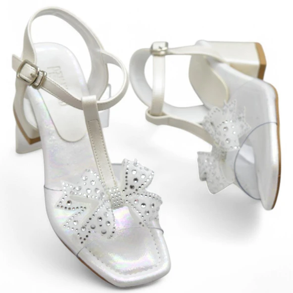 353 Abiye Kız Çocuk Topuklu Ayakkabı Taşlı Açık Kız Çocuk Nişan Abiye Ayakkabısı - 10