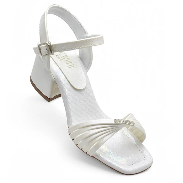 352 Abiye Kız Çocuk Topuklu Ayakkabı Taşlı Açık Kız Çocuk Nişan Abiye Ayakkabısı