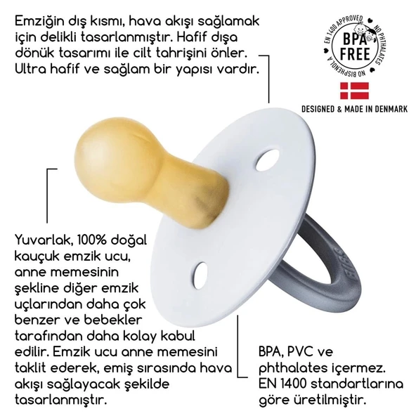 Bibs Colour Kauçuk Emzik 0-6 Ay Cloud Glow - 3