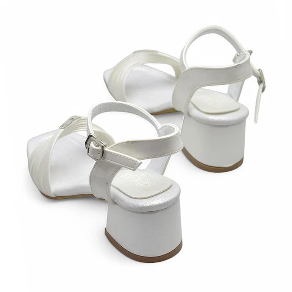 352 Abiye Kız Çocuk Topuklu Ayakkabı Taşlı Açık Kız Çocuk Nişan Abiye Ayakkabısı - 5