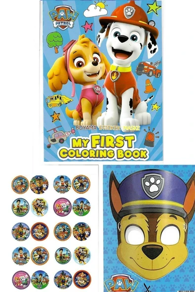 4'lü set Paw Patrol Pokemon Sonic Arabalar boyama kitabı seti(boyama, sticker, arka kapak maske) - 3