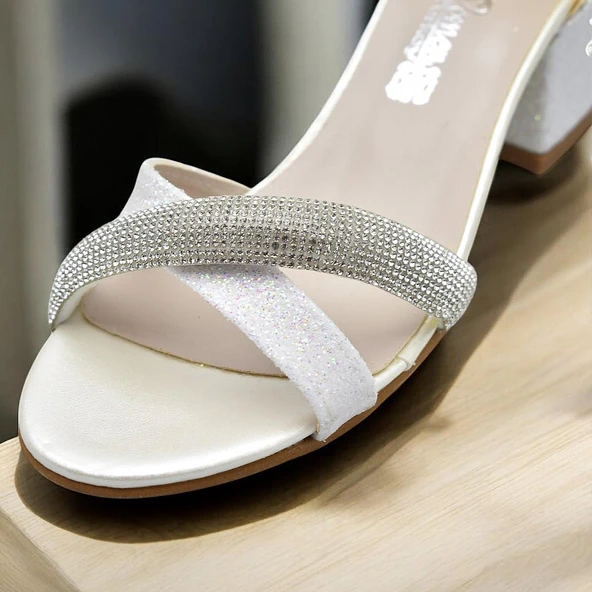 351 Abiye Kız Çocuk Topuklu Ayakkabı Taşlı Açık Kız Çocuk Nişan Abiye Ayakkabısı - 5