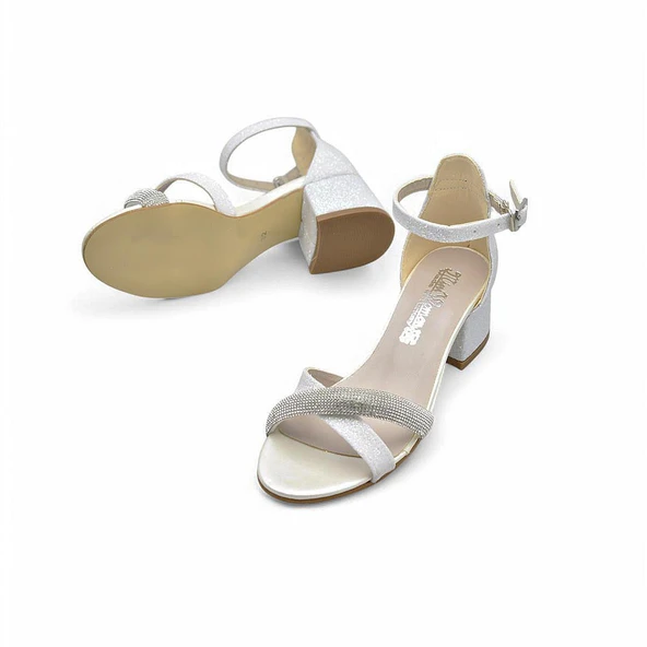 351 Abiye Kız Çocuk Topuklu Ayakkabı Taşlı Açık Kız Çocuk Nişan Abiye Ayakkabısı - 4