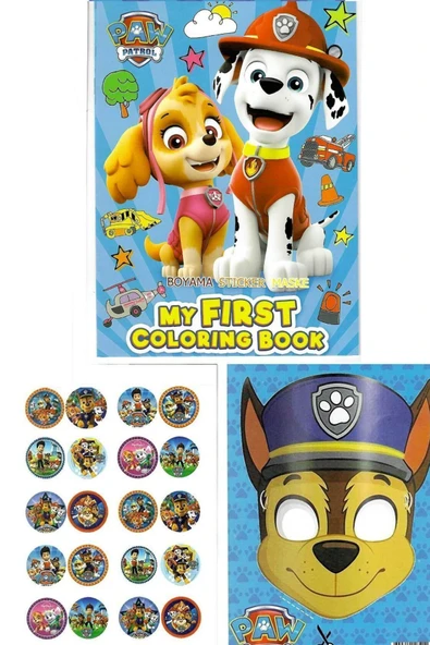4'lü set PawPatrol Unicorn Pijamaskeliler Lilo boyama kitabı seti(boyama, sticker, arka kapak maske) - 3