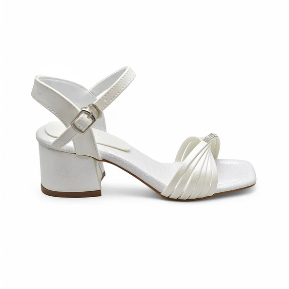 352 Abiye Kız Çocuk Topuklu Ayakkabı Taşlı Açık Kız Çocuk Nişan Abiye Ayakkabısı - 2